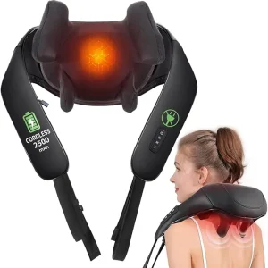 Masgre Cordless Shiatsu Neck Back Massager with Heat 2500mAh Rechargeable